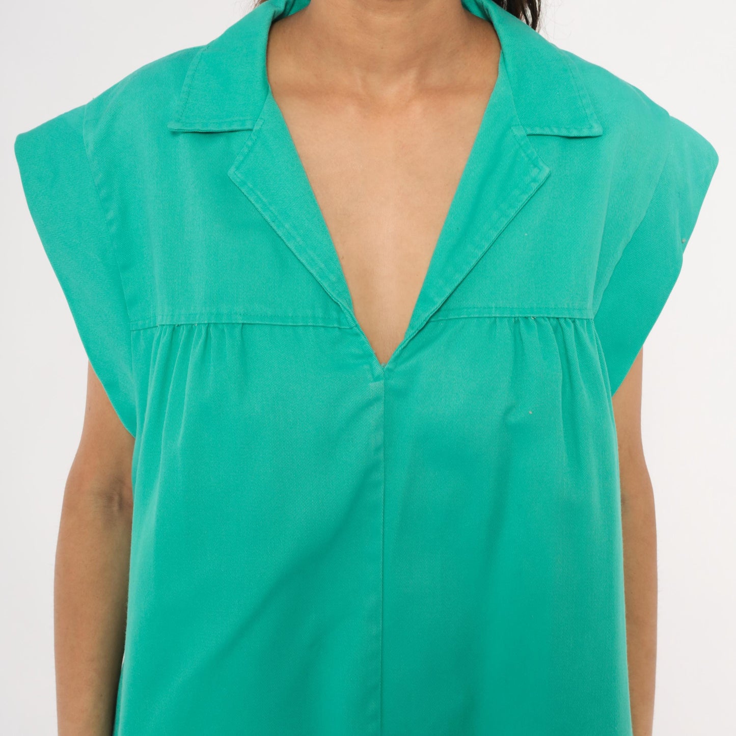 70s Truly Yours Teal Shift Dress Cap Sleeve Mini Cotton Aqua Large XL