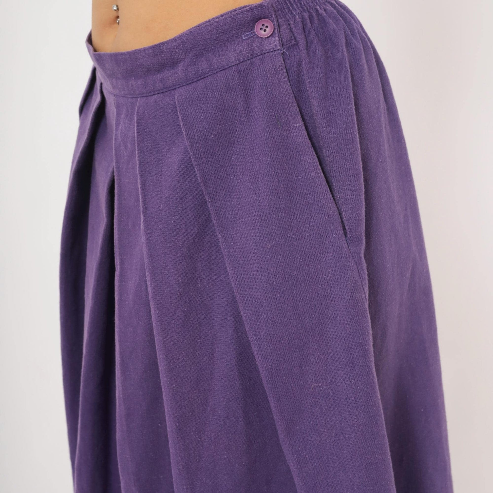 90s Hannington Boston Purple Pleated Midi Skirt Medium M