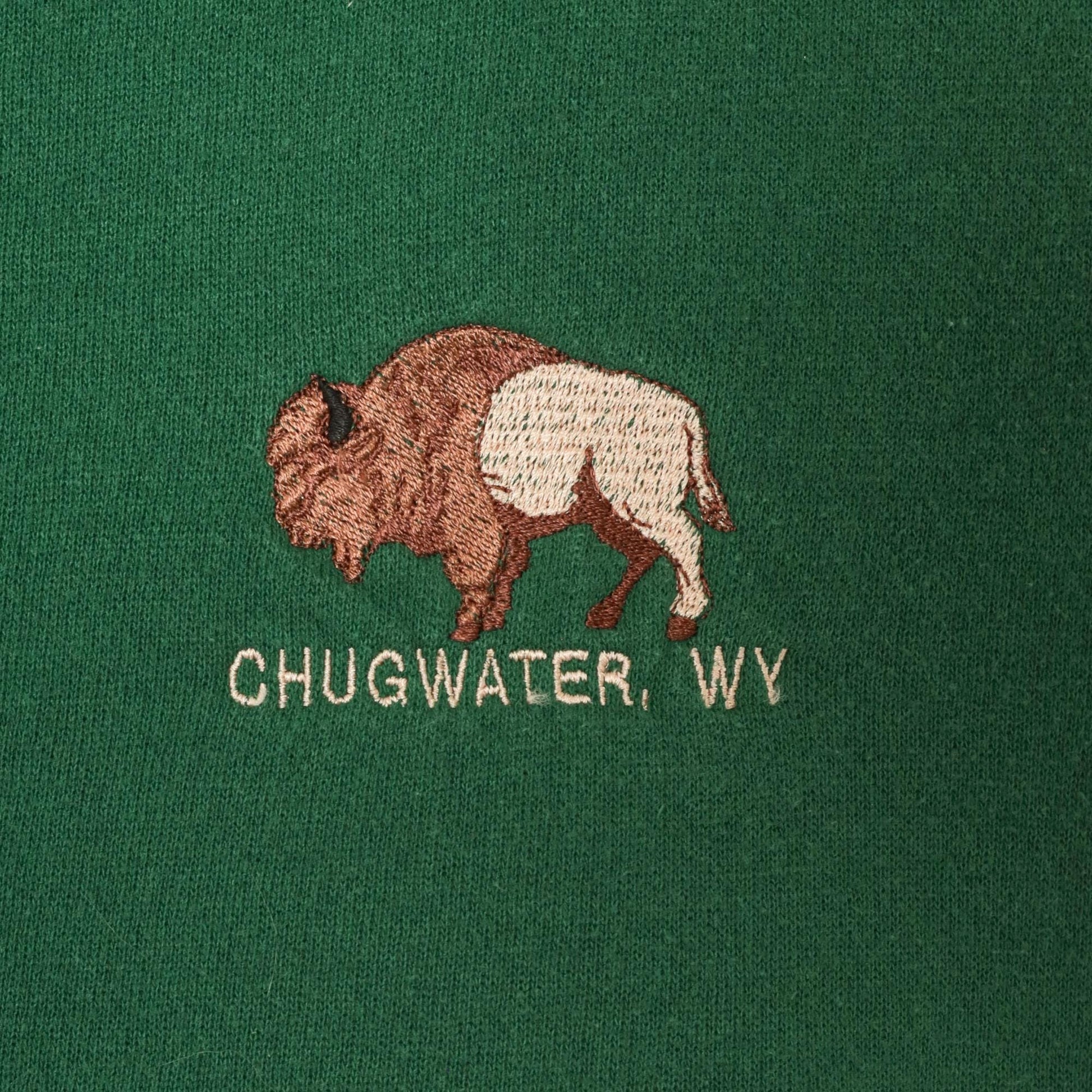 90s Lee Bison Embroidered Sweatshirt Forest Green Chugwater Wyoming Large