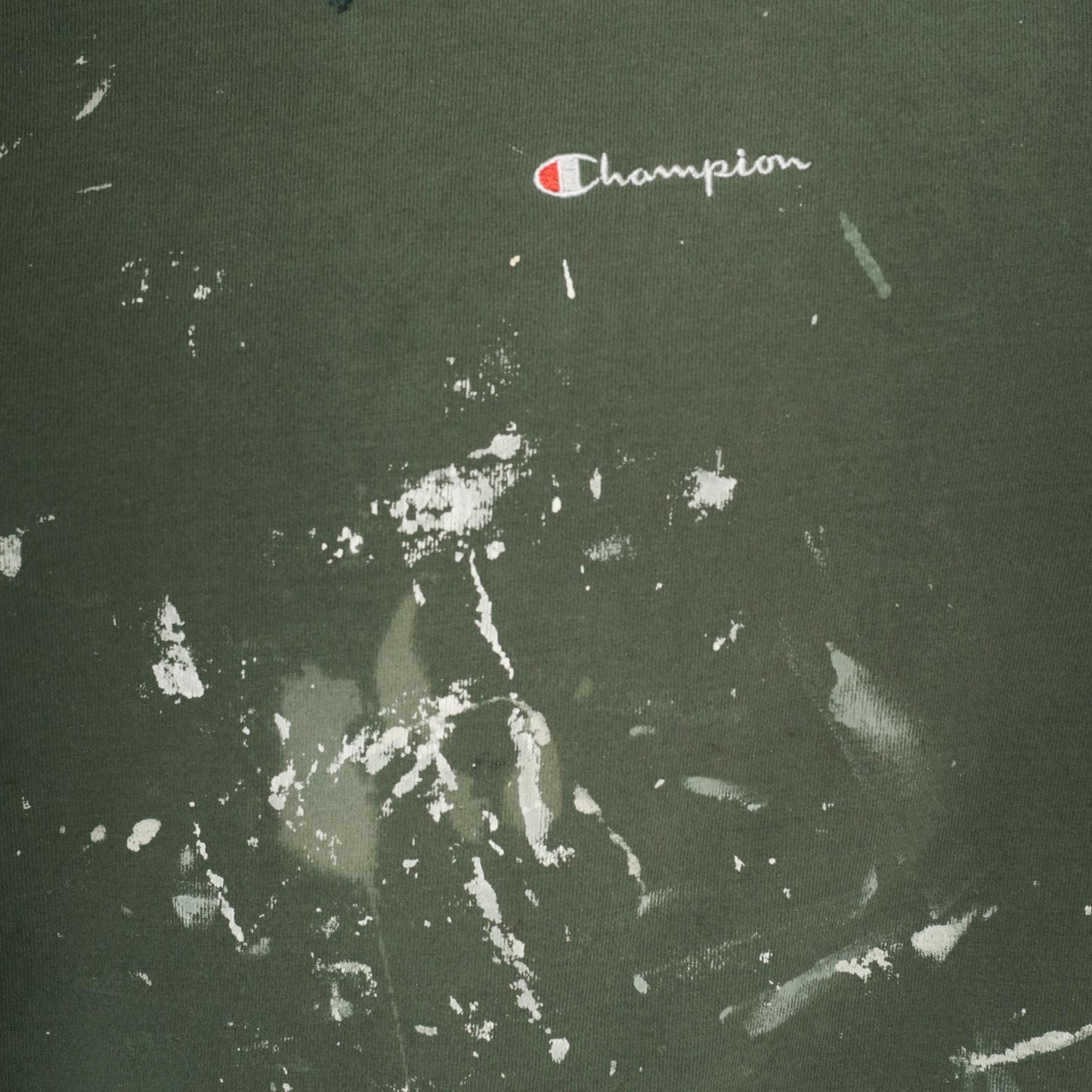 Champion Olive Green Crewneck Sweatshirt Paint Splatter 2000s Extra Large XL