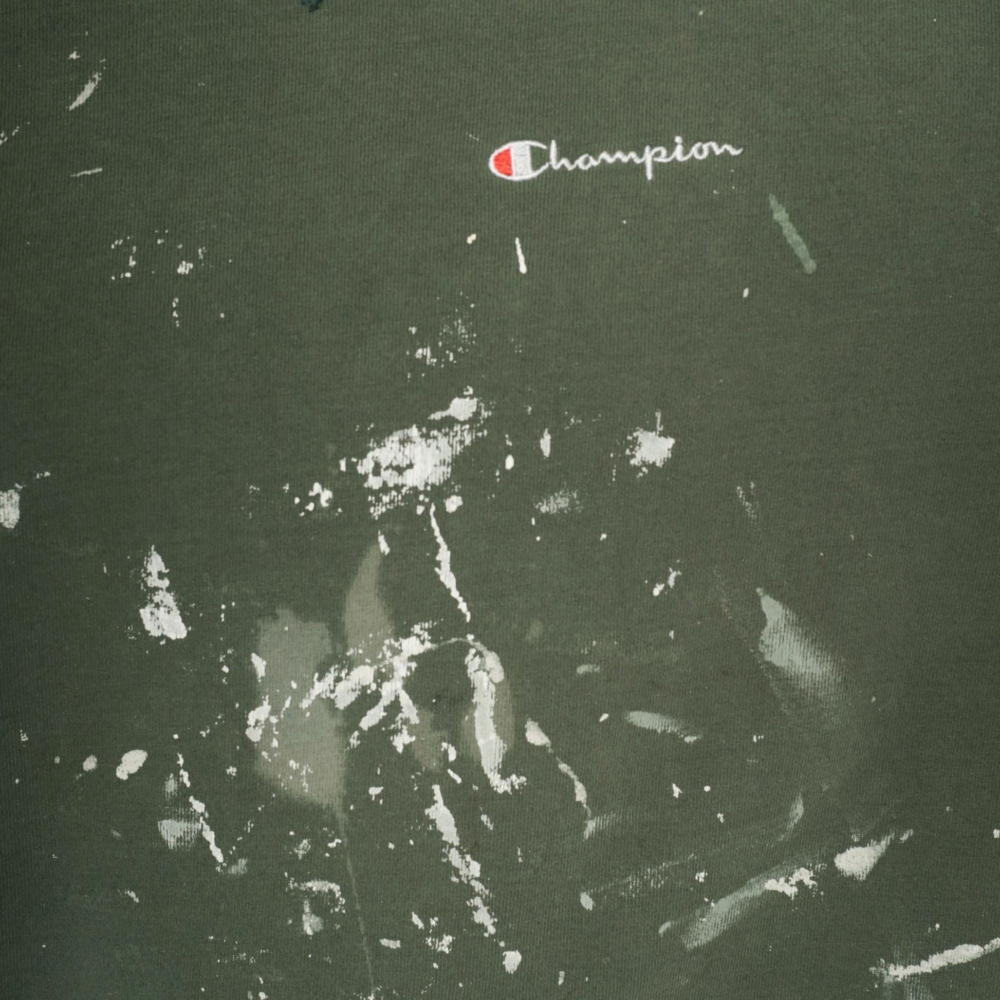 Champion Olive Green Crewneck Sweatshirt Paint Splatter 2000s Extra Large XL