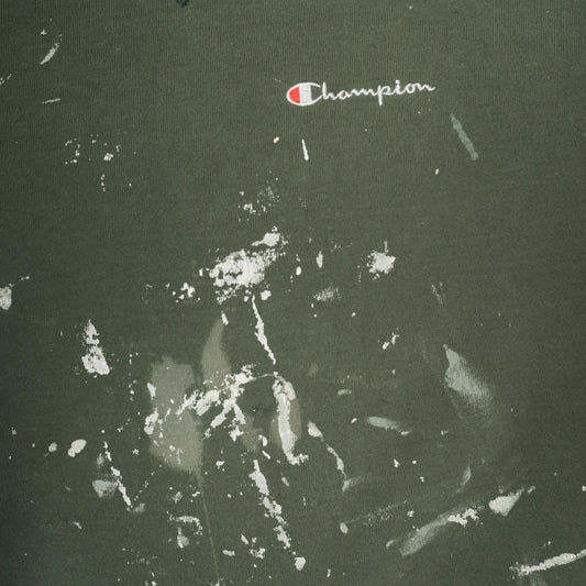 Champion Olive Green Crewneck Sweatshirt Paint Splatter 2000s Extra Large XL