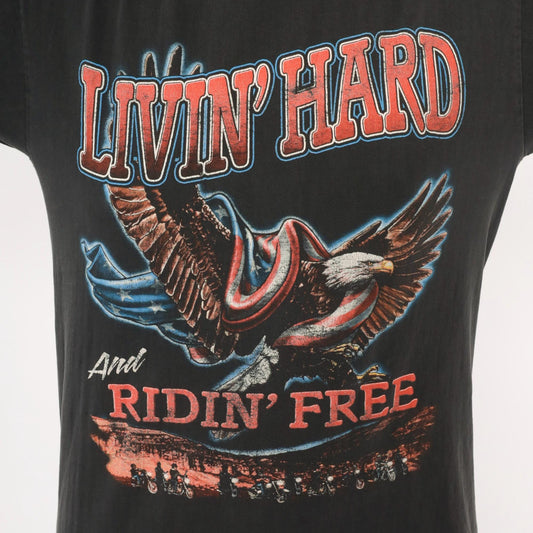 90s Cooper Cycles Biker Tee Black Eagle Motorcycle Graphic Cotton Small
