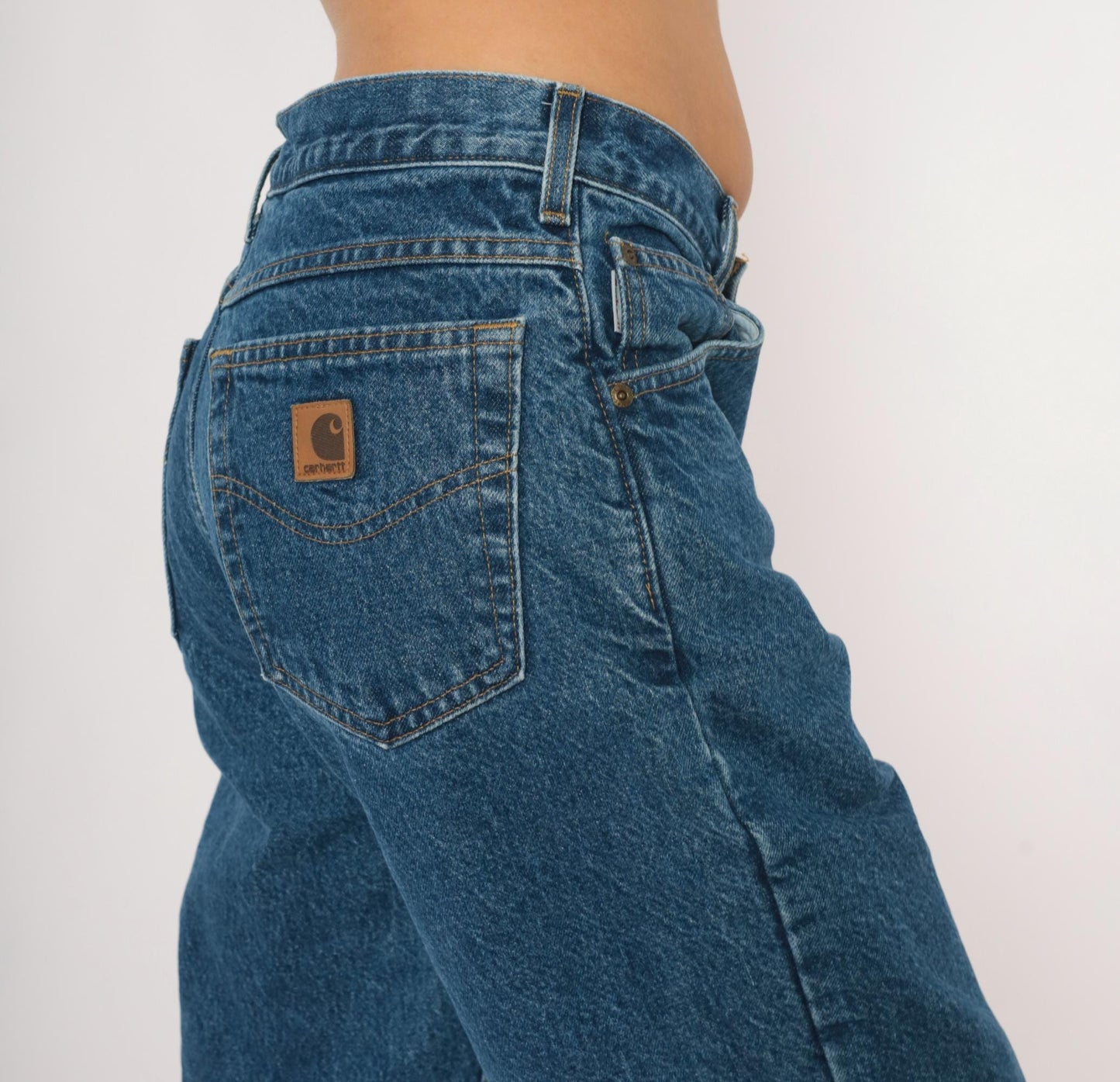 2000s Carhartt Flannel Lined Jeans Medium Wash Straight Leg Blue Denim 31x30