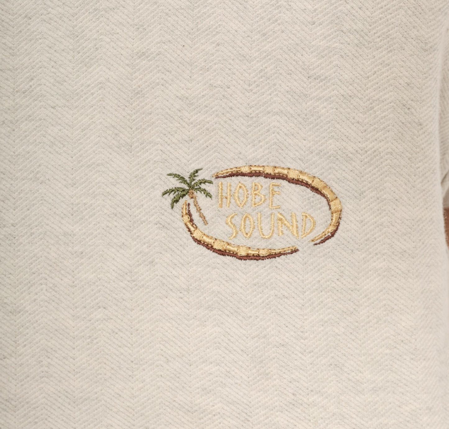 90s King Cotton Hobe Sound Palm Tree Embroidered Tee Oatmeal Medium