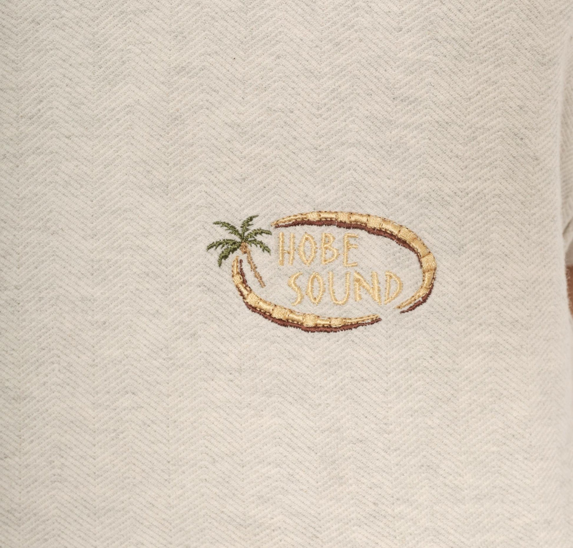 90s King Cotton Hobe Sound Palm Tree Embroidered Tee Oatmeal Medium
