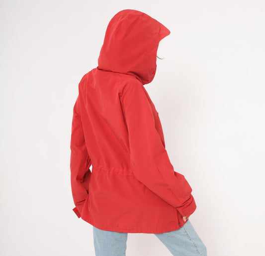 80s Red Anorak Pullover Half-Zip Windbreaker Kangaroo Pocket Jacket Extra Large
