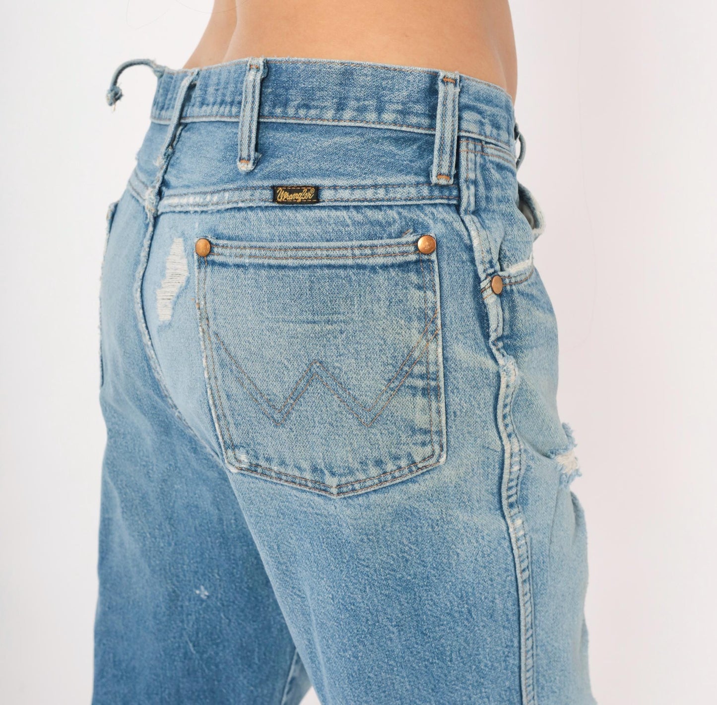 90s Wrangler Jeans Light Wash Distressed Straight Leg Cotton Extra Large XL