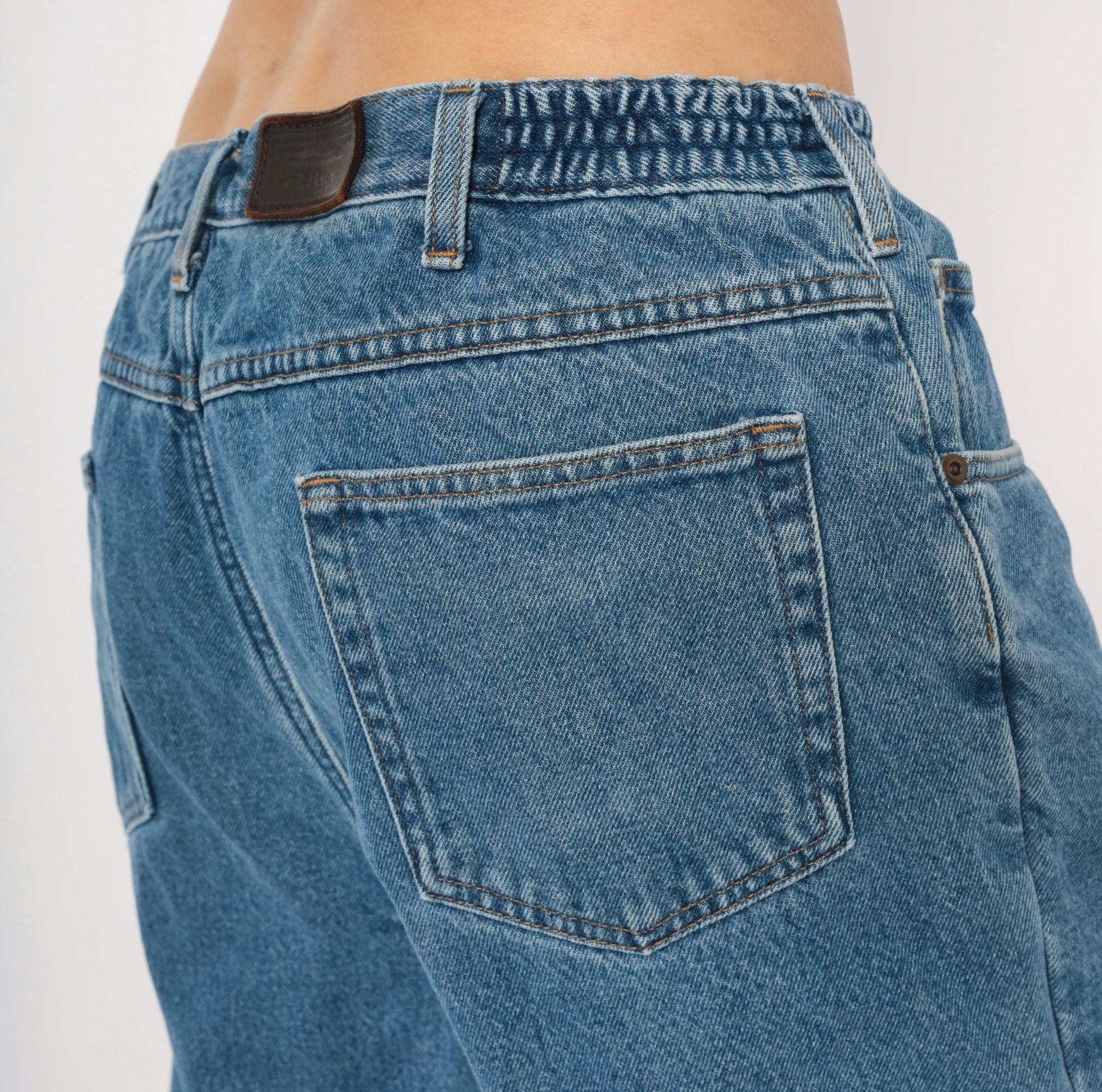 90s L.L.Bean Stonewash Denim Jeans Straight Leg Relaxed Fit Blue 36x29