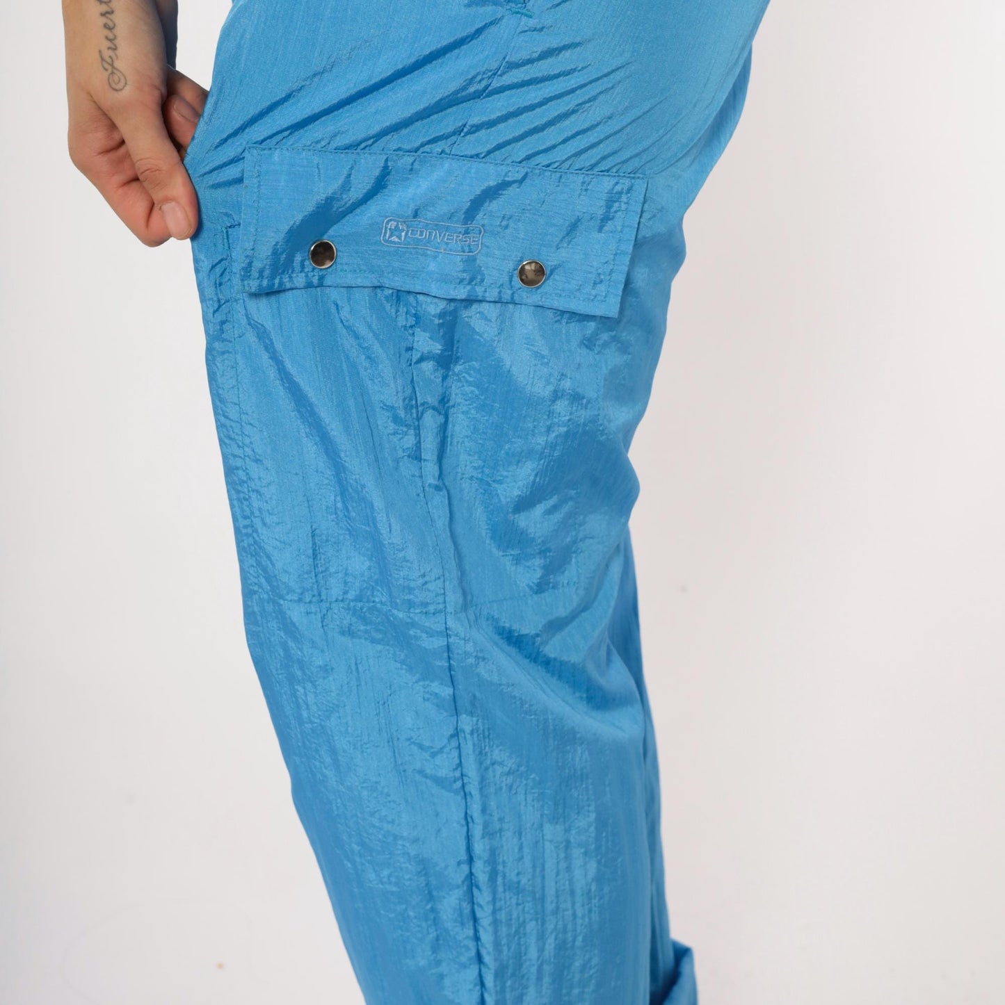 90s Converse Windbreaker Track Pants Sky Blue Nylon Large L