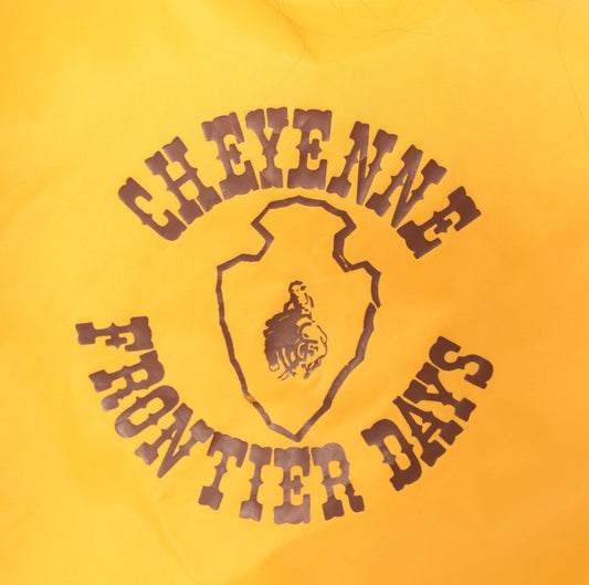 80s DeLong Sportswear Varsity Jacket Gold Nylon Bomber Cheyenne Frontier Days Medium