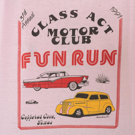 80s Screen Stars Class Act Motor Club Hot Rod Tee Pink Graphic XL
