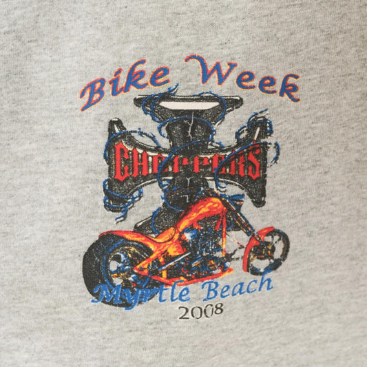 2000s Delta Myrtle Beach Bike Week Chopper Graphic Tee Heather Grey Large L