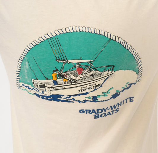 90s Grady-White Boats Sportfishing Graphic Tee Cream Cotton Medium M