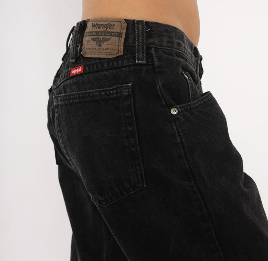 Wrangler Black Faded Denim Jeans High Rise Straight Leg 2000s Large L
