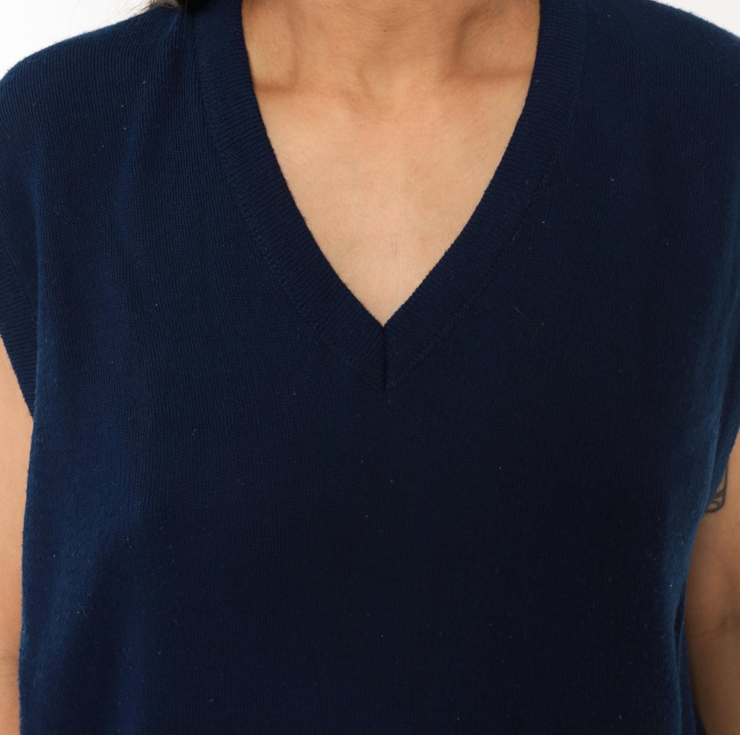 80s Janzen Navy Sweater Vest V-Neck Knit Sleeveless Pullover Extra Large XL
