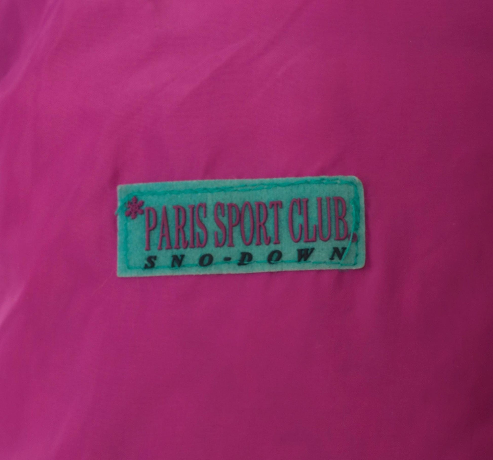 90s Paris Sport Club Reversible Down Puffer Jacket Teal Magenta Medium M