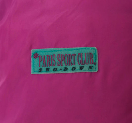 90s Paris Sport Club Reversible Down Puffer Jacket Teal Magenta Medium M