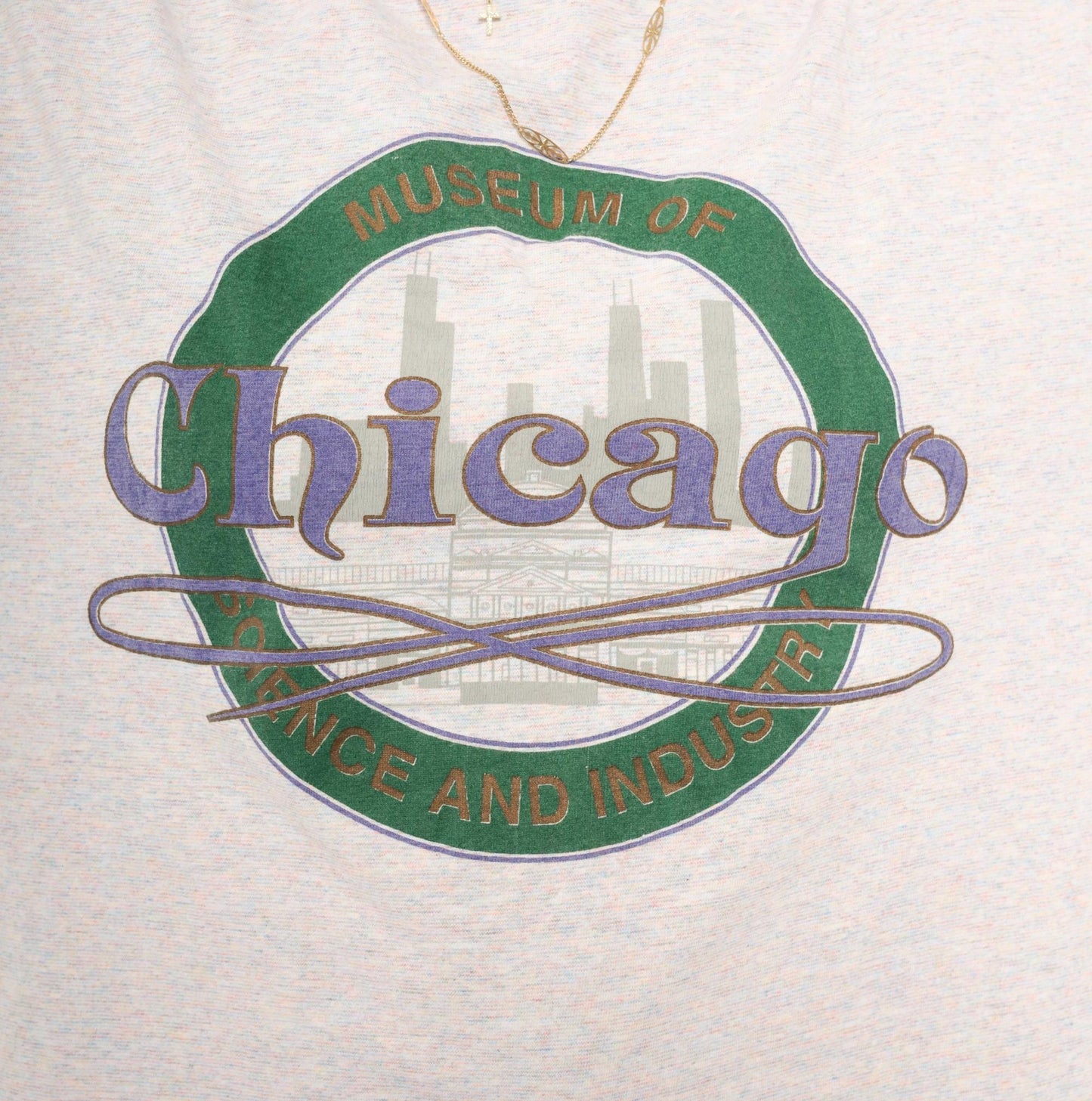 90s Chicago Museum of Science and Industry Graphic Tee Heather Grey Cotton Large