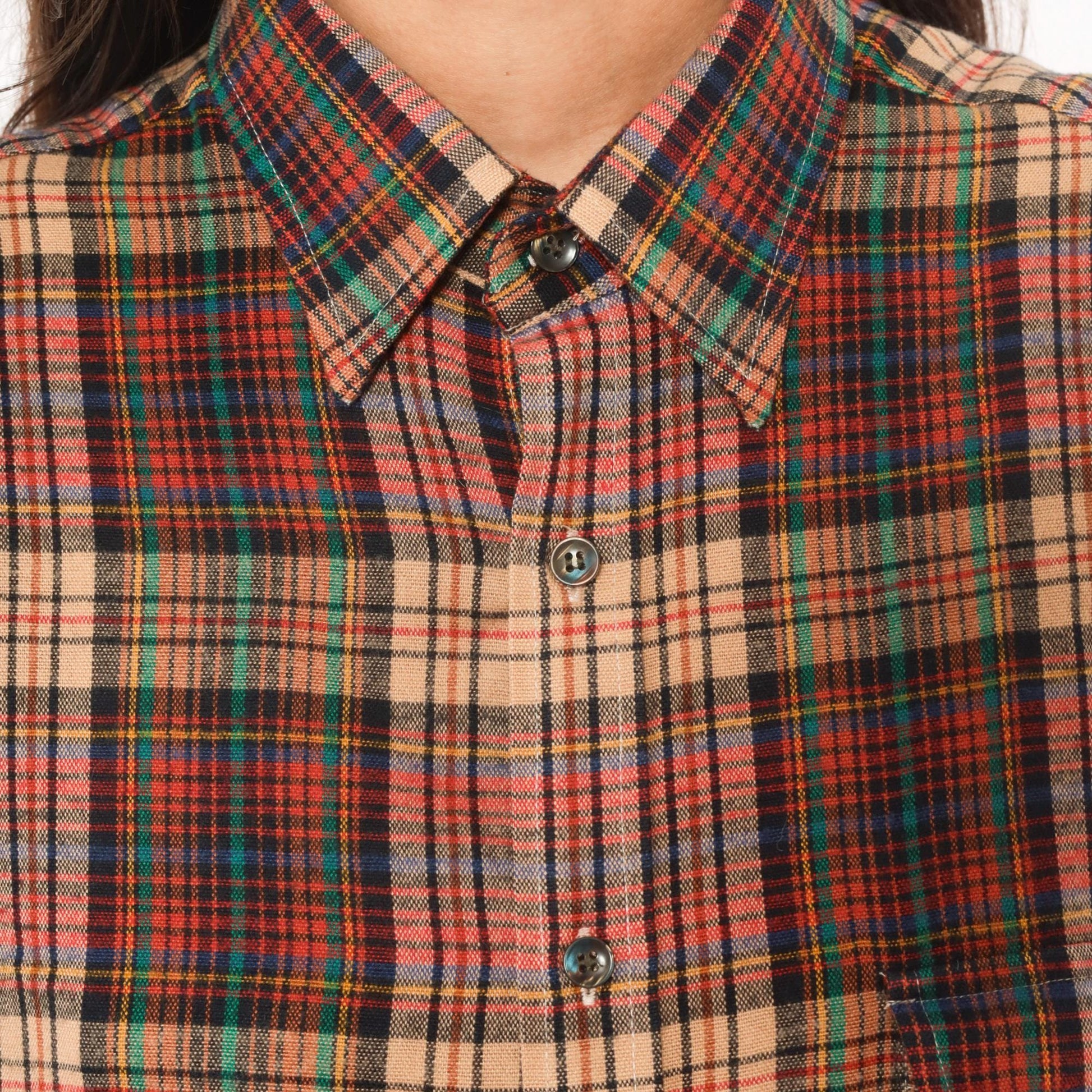 90s Enro Sportswear Plaid Flannel Shirt Burgundy Green Tartan Button-Up Large Tall