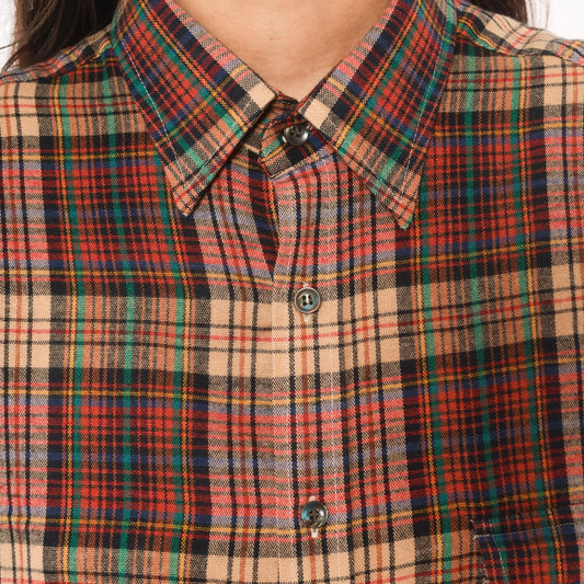 90s Enro Sportswear Plaid Flannel Shirt Burgundy Green Tartan Button-Up Large Tall