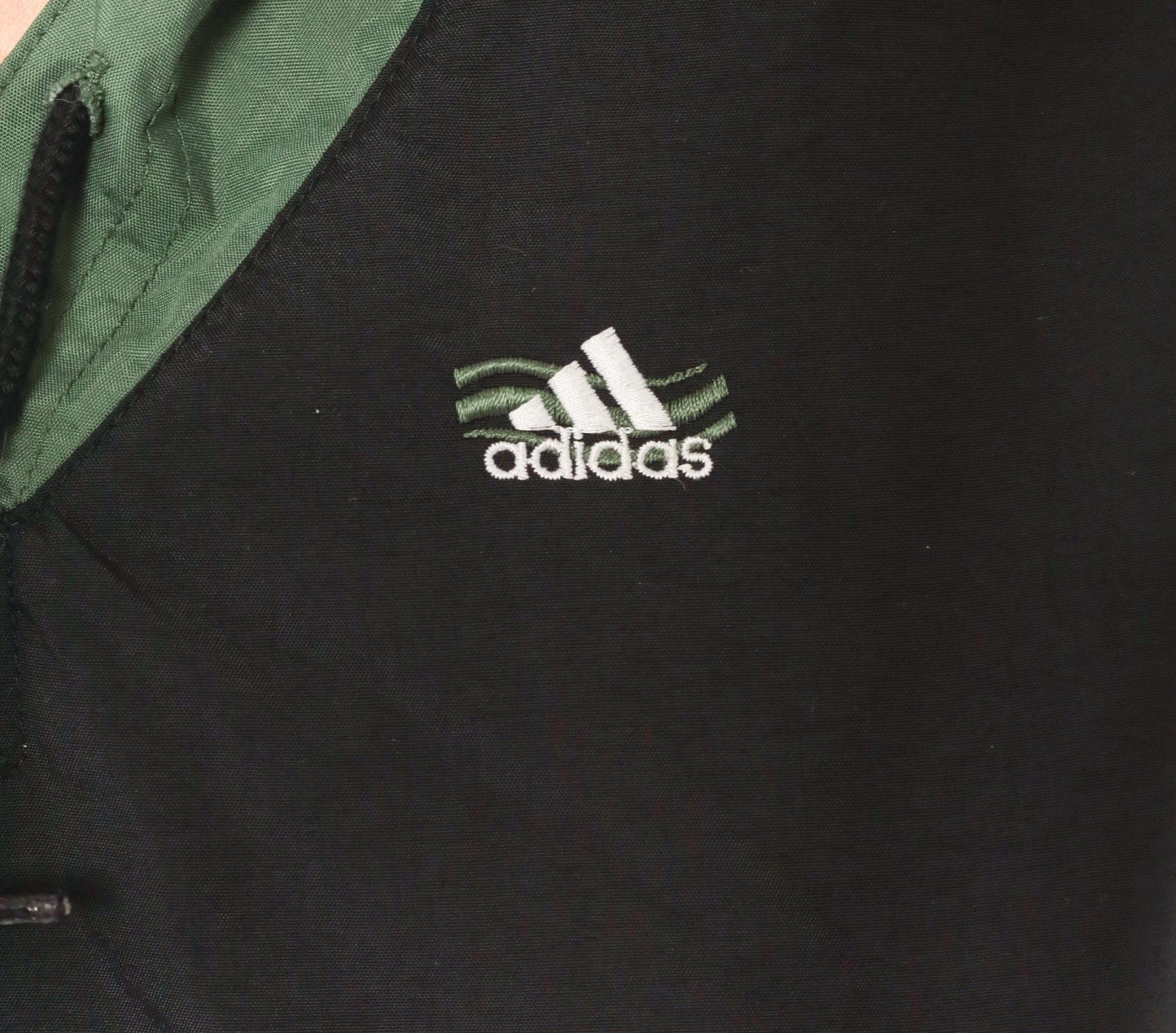 90s Adidas Pullover Windbreaker Black Olive Green Three Stripe Hooded Anorak Large L