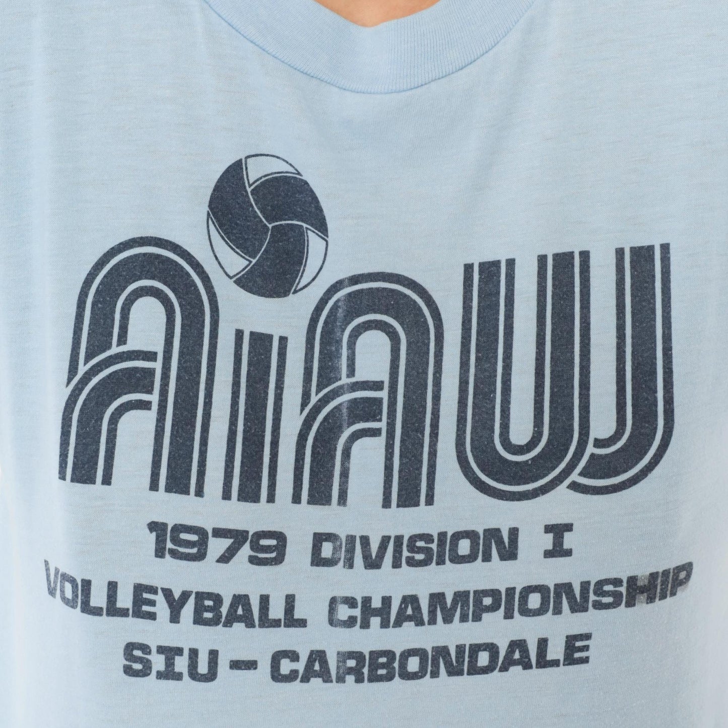 70s SIU Carbondale Volleyball Championship Graphic Tee Light Blue Small