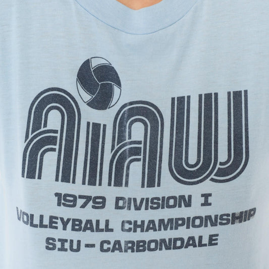 70s SIU Carbondale Volleyball Championship Graphic Tee Light Blue Small