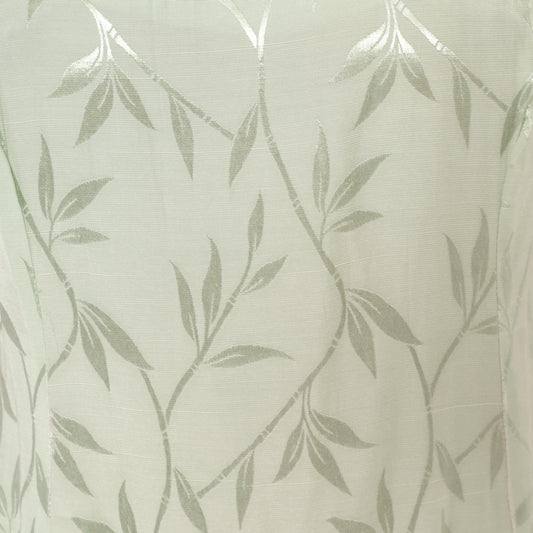 90s Sage Green Leaf Print Maxi Dress Sleeveless Scoop Neck Column Slit Ankle Large L