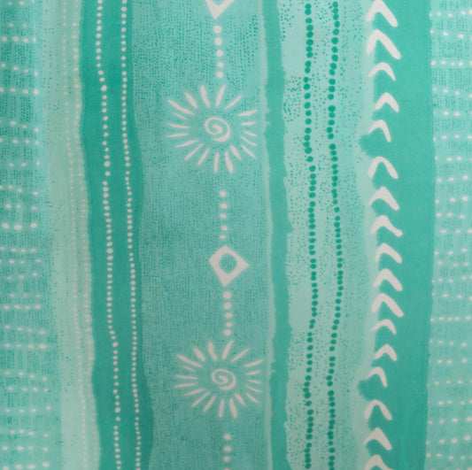 80s Styled By Saybury Teal Block Print Cotton Muumuu Midi Dress Plus Size 1X