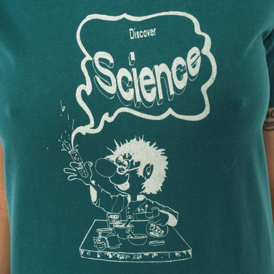 90s Jerzees Mad Scientist Discover Science Graphic Tee Teal Small