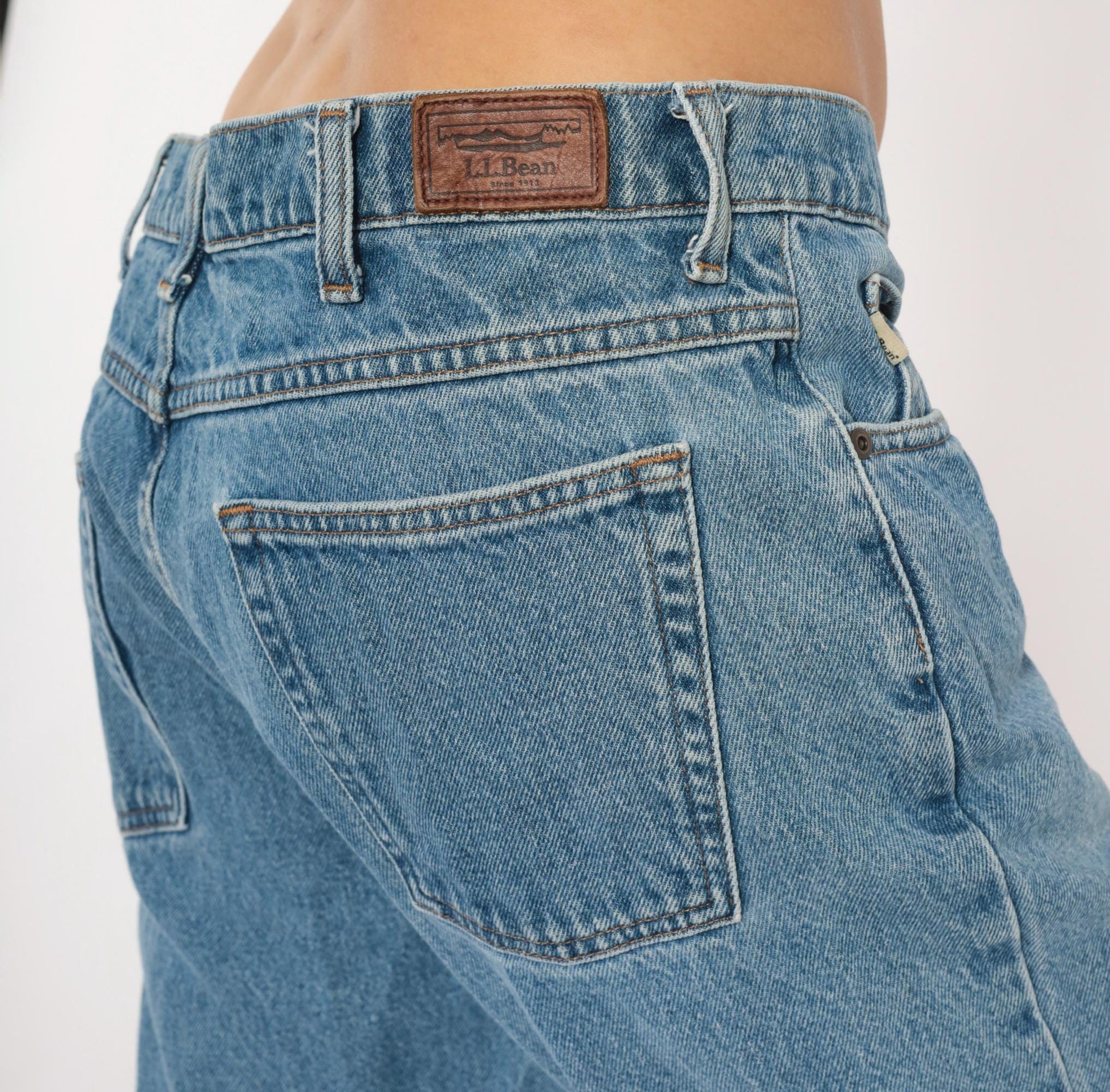 L.L. Bean Straight Leg Jeans 90s Medium Wash Denim Blue Cotton 35x29