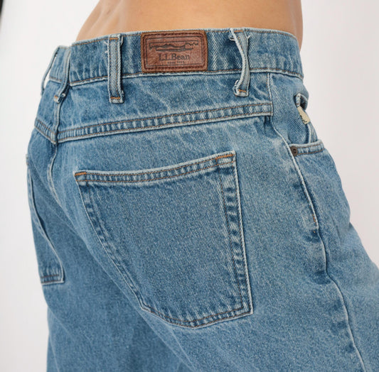 L.L. Bean Straight Leg Jeans 90s Medium Wash Denim Blue Cotton 35x29