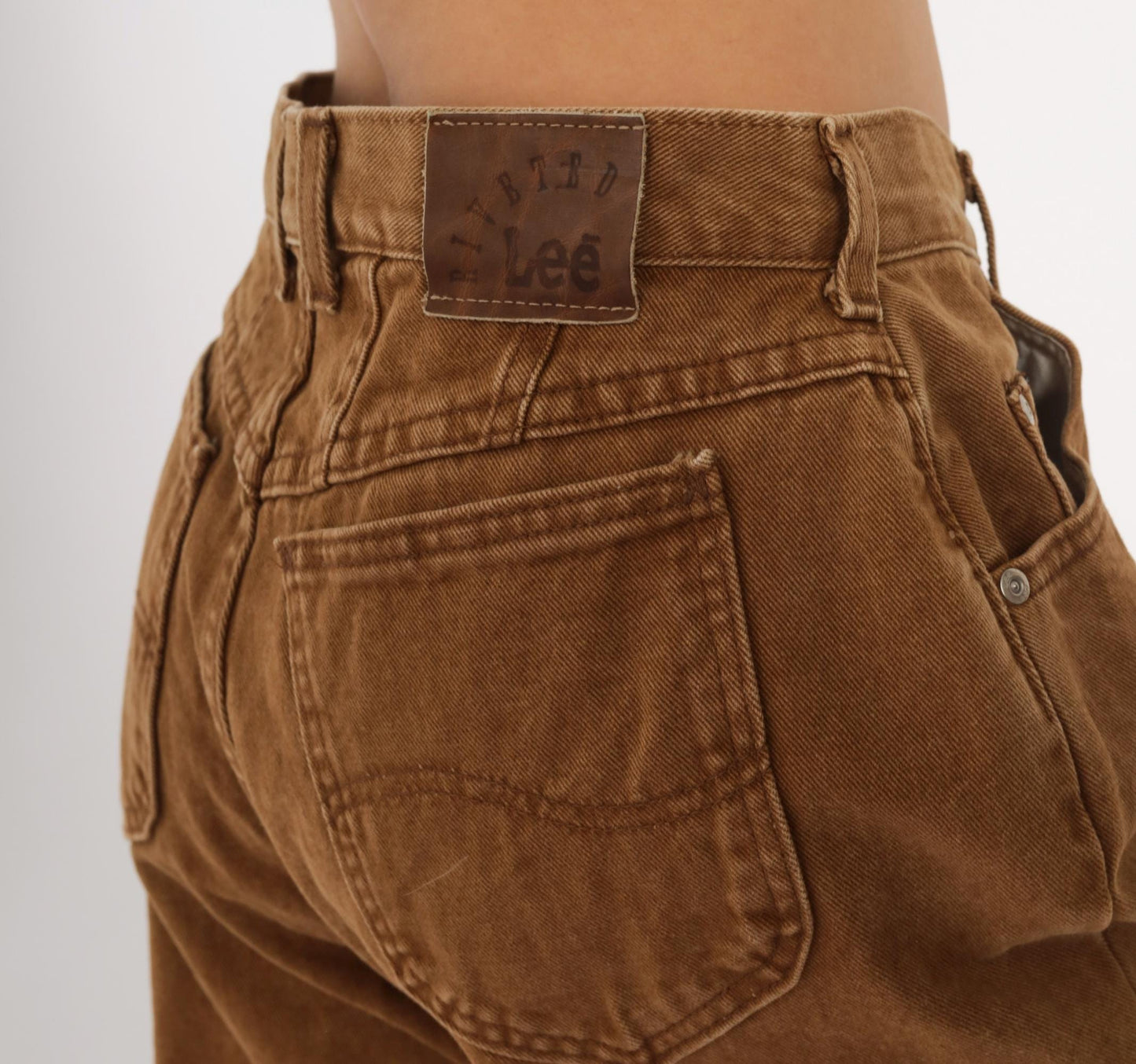 90s Lee Brown Tapered High-Waisted Jeans Denim Tan Cotton Medium M