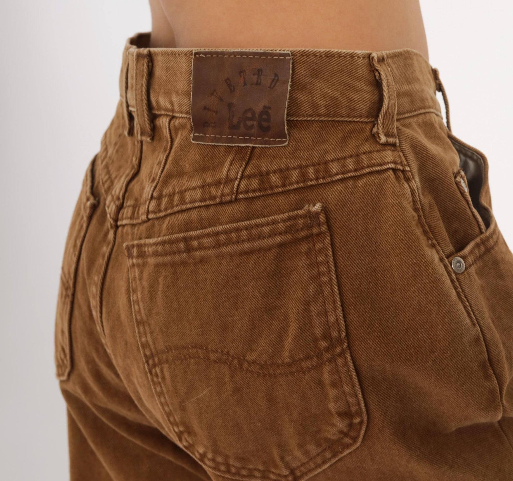 90s Lee Brown Tapered High-Waisted Jeans Denim Tan Cotton Medium M