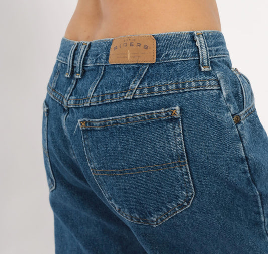 90s Riders Mom Jeans High Waisted Stonewash Blue Denim Straight Leg Medium M