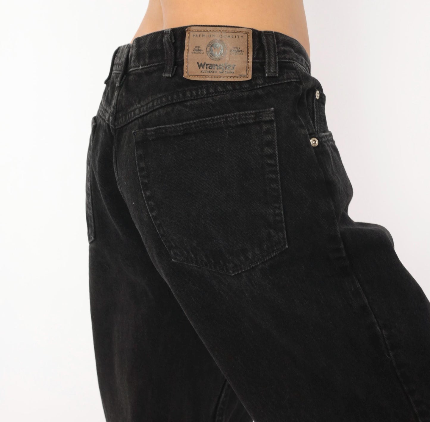 2000s Wrangler Black Denim Jeans Relaxed Fit Straight Leg Cotton 36 x 33