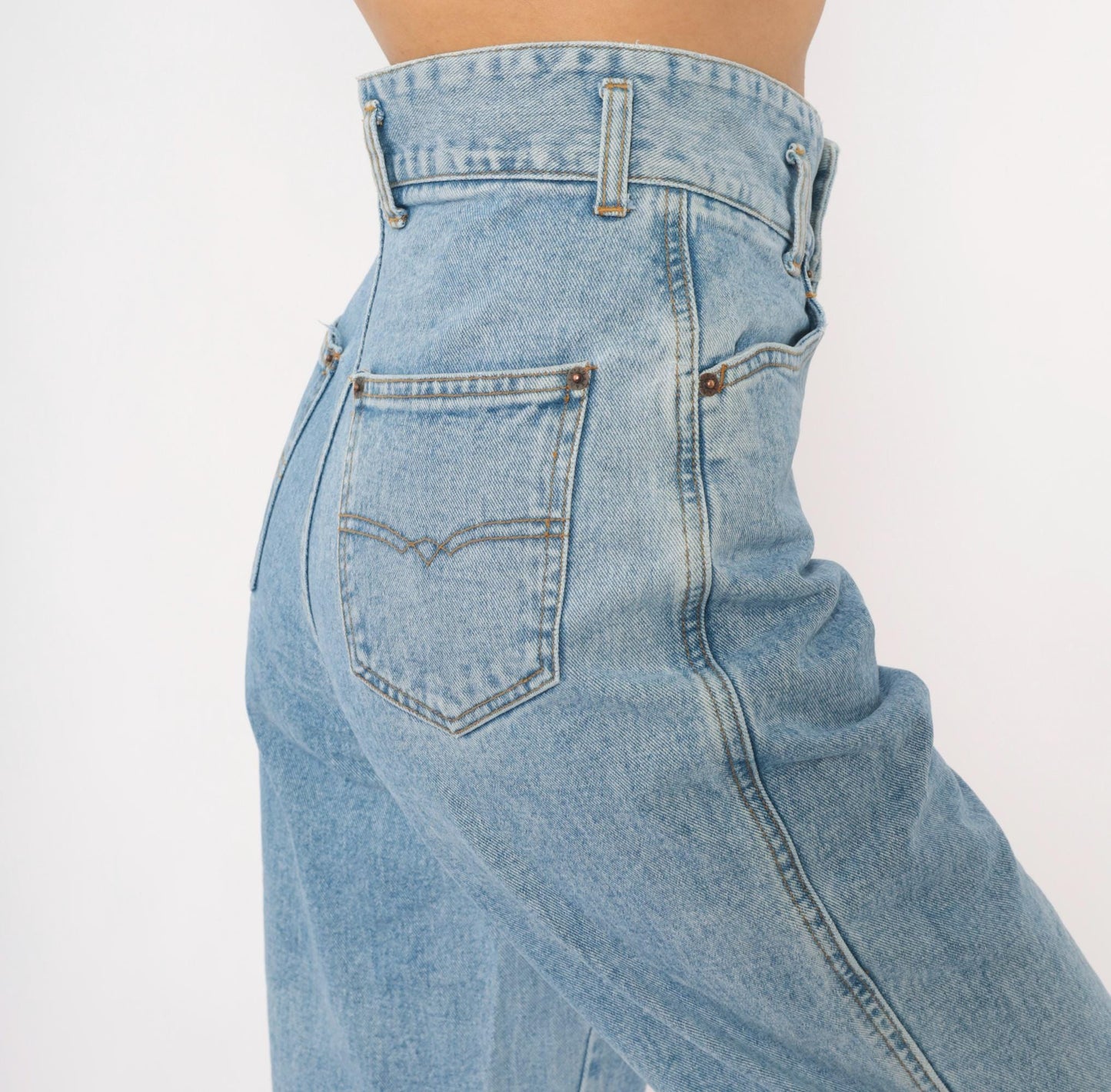 90s Sostanza Workwear Mom Jeans Light Wash High Rise Tapered Extra Small XS