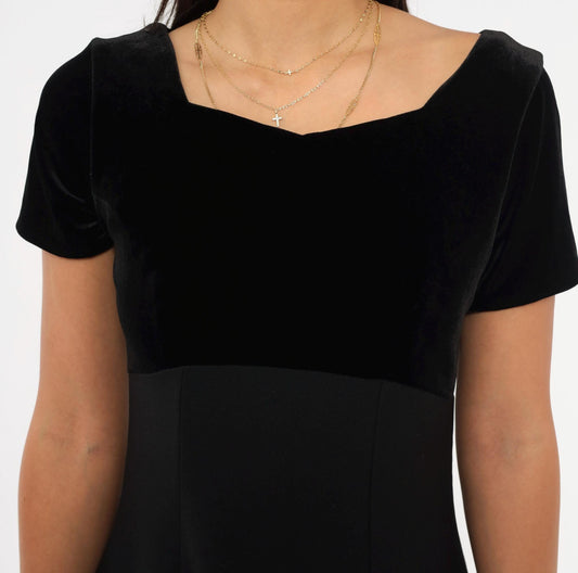 90s Simco Black Velvet Maxi Gown Sweetheart Neckline Empire Waist XXS
