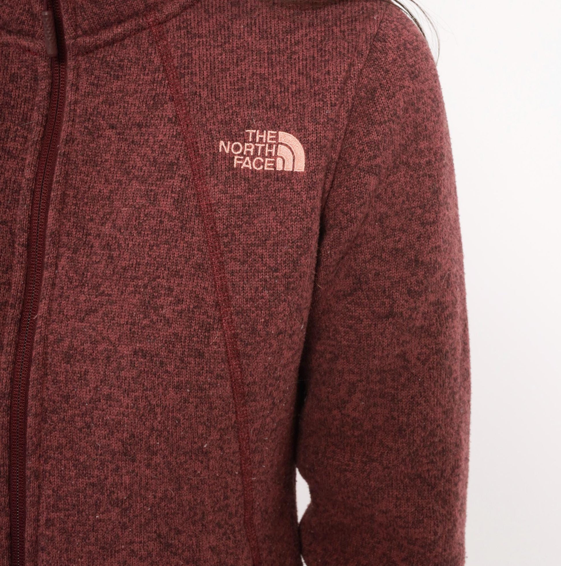 2000s The North Face Burgundy Fleece Jacket Raglan Small Petite
