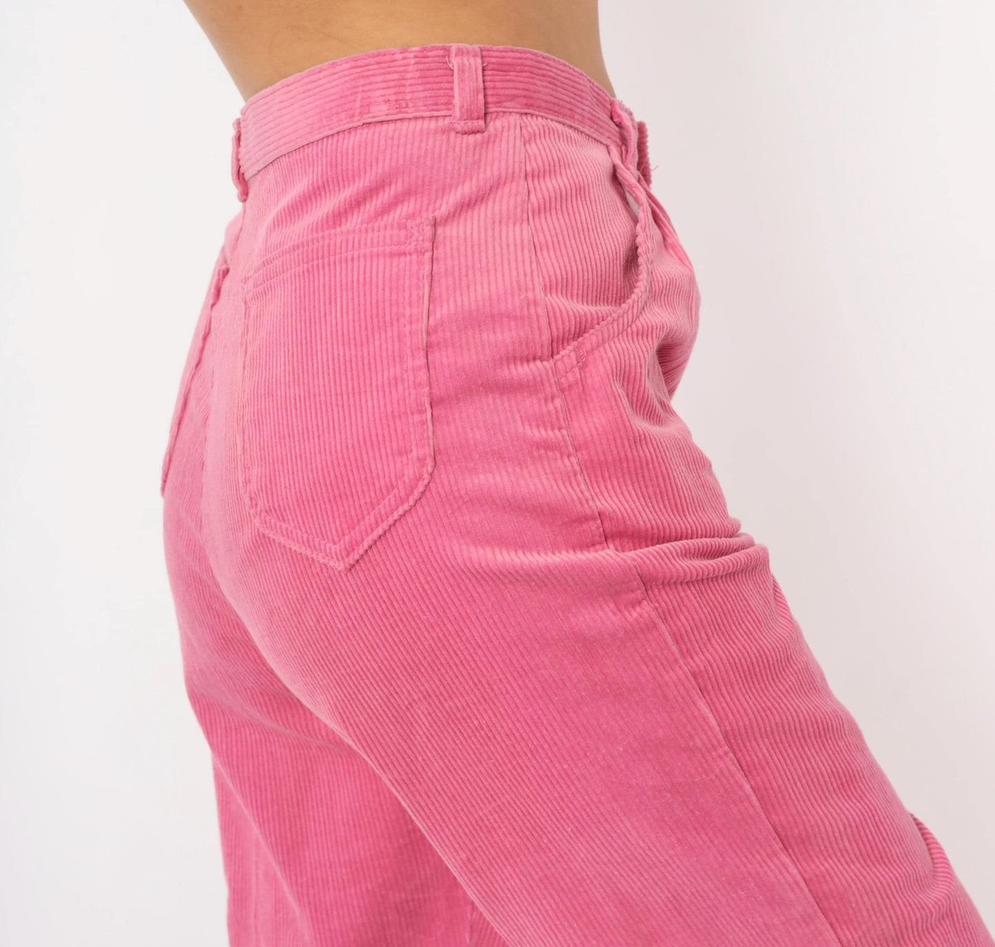 90s Sears Pretty Plus Pink Corduroy Tapered Trousers High Waist Pleated Small