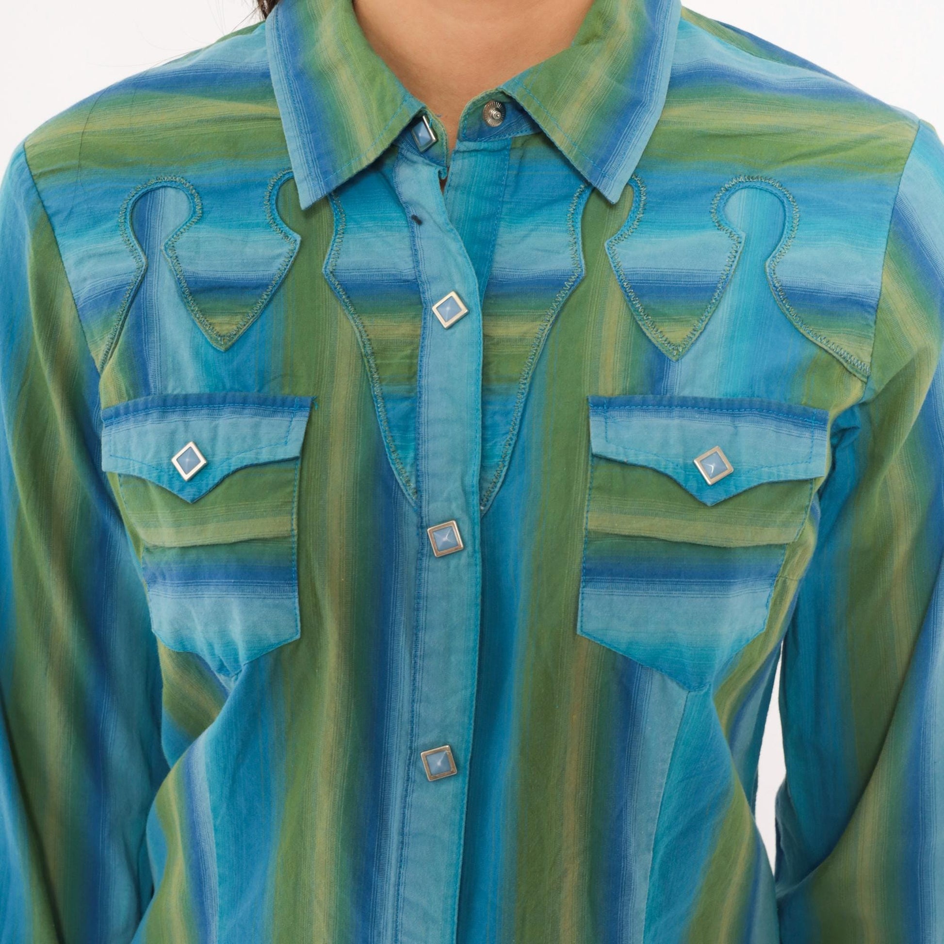 2000s Roper Western Shirt Striped Snap Button Cotton Yoke Small S