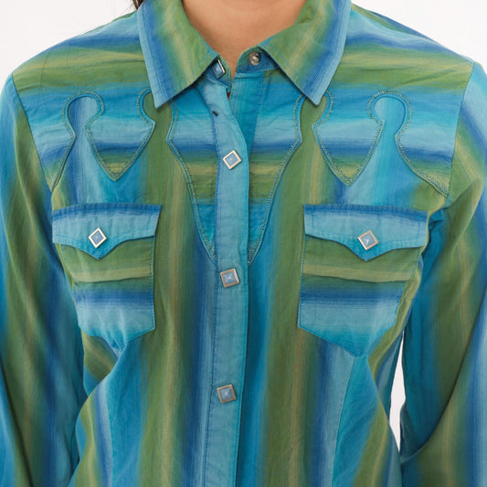 2000s Roper Western Shirt Striped Snap Button Cotton Yoke Small S