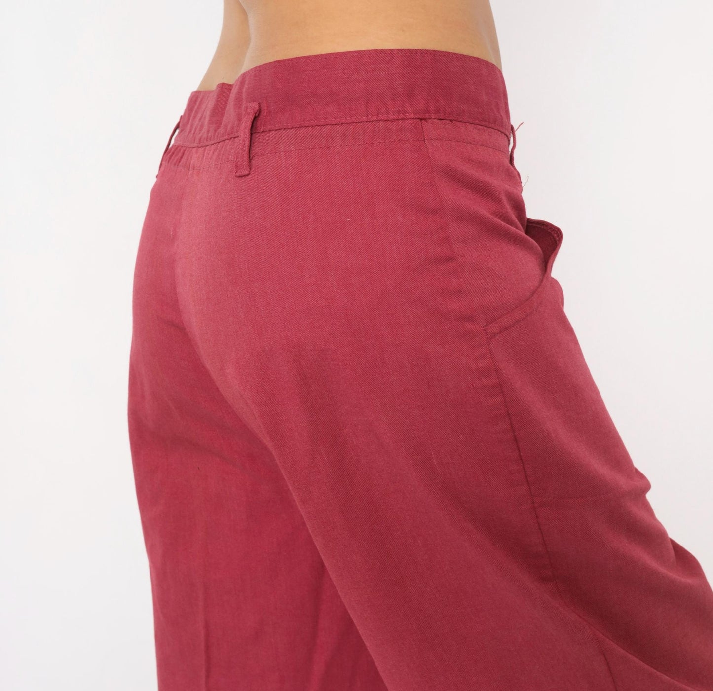 80s Double Take Burgundy Tapered Trousers Cropped Ankle Cotton Blend Women's 33