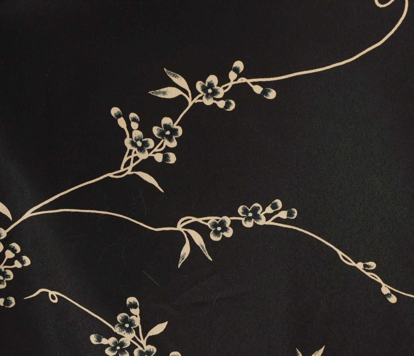 90s Studio C Cherry Blossom Maxi Skirt Black Tan Floral Elastic Waist Extra Large