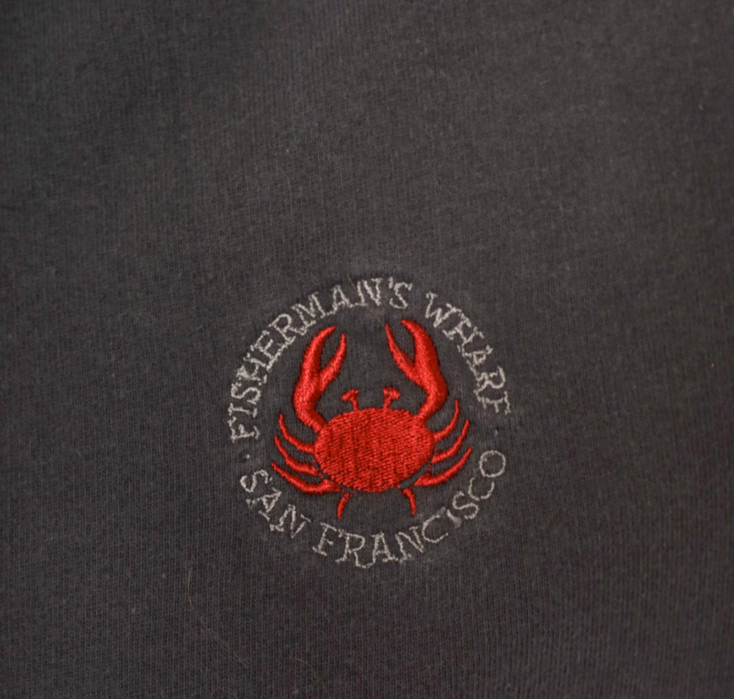 90s Crazy Shirts Fisherman's Wharf San Francisco Crab Embroidered Sweatshirt Charcoal Grey Medium M