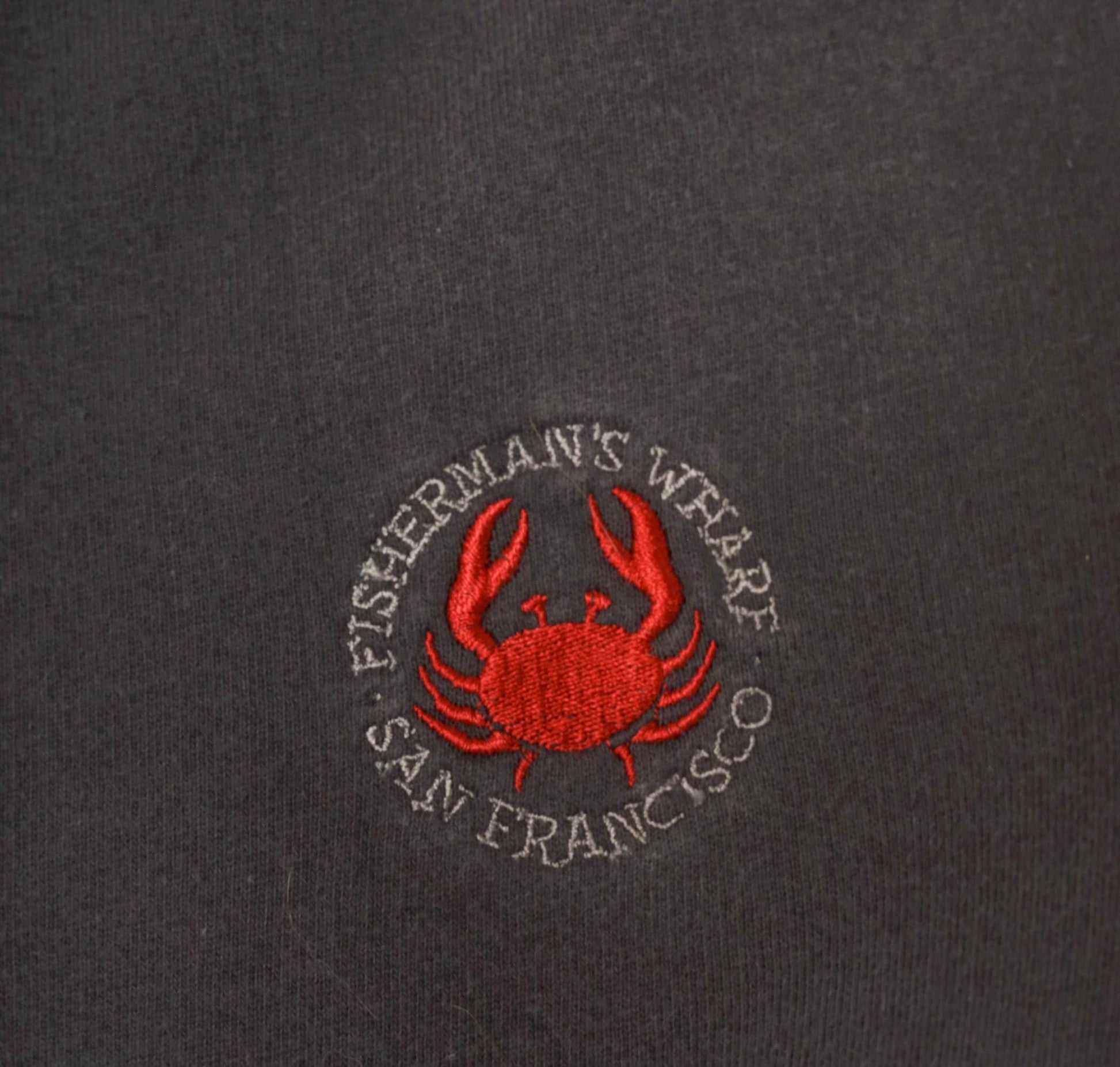 90s Crazy Shirts Fisherman's Wharf San Francisco Crab Embroidered Sweatshirt Charcoal Grey Medium M