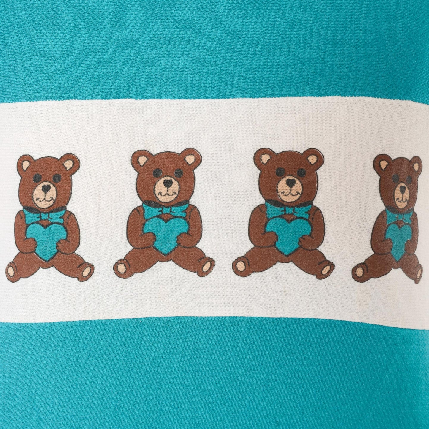 90s Teddy Bear Teal Crewneck Sweatshirt White Colorblock Raglan Medium