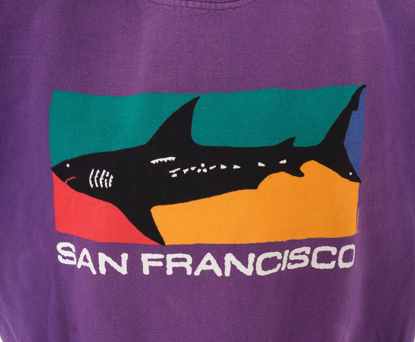 90s Crazy Shirt San Francisco Shark Colorblock Sweatshirt Purple Medium