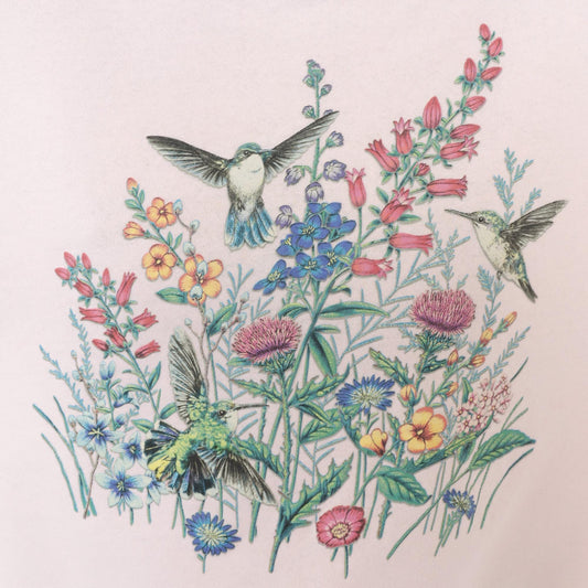 90s Jerzees Hummingbird Wildflower Sweatshirt Pink Crewneck Large L